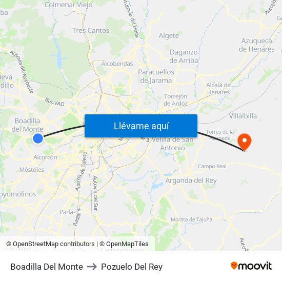 Boadilla Del Monte to Pozuelo Del Rey map