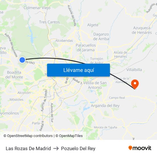 Las Rozas De Madrid to Pozuelo Del Rey map