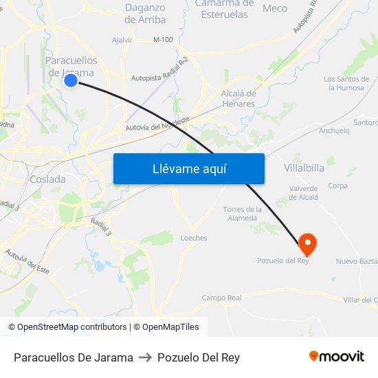 Paracuellos De Jarama to Pozuelo Del Rey map