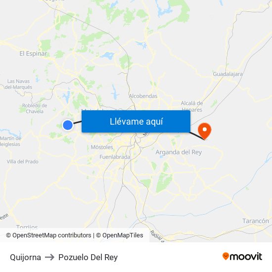 Quijorna to Pozuelo Del Rey map