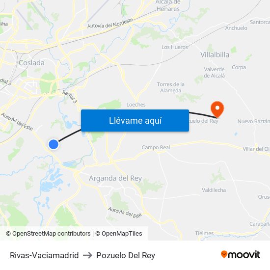 Rivas-Vaciamadrid to Pozuelo Del Rey map