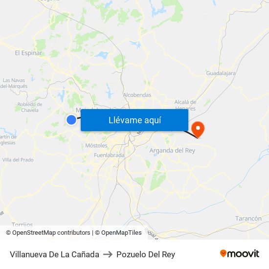 Villanueva De La Cañada to Pozuelo Del Rey map