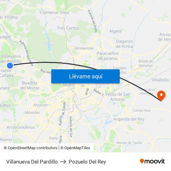 Villanueva Del Pardillo to Pozuelo Del Rey map