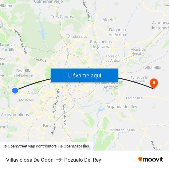 Villaviciosa De Odón to Pozuelo Del Rey map