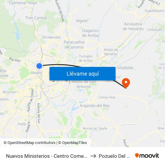 Nuevos Ministerios - Centro Comercial to Pozuelo Del Rey map
