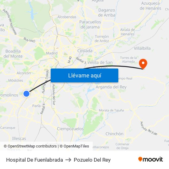 Hospital De Fuenlabrada to Pozuelo Del Rey map