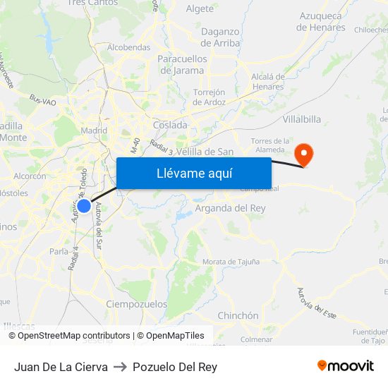 Juan De La Cierva to Pozuelo Del Rey map