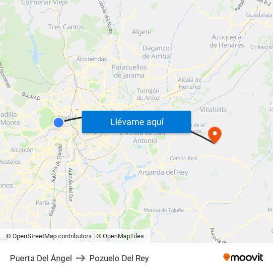Puerta Del Ángel to Pozuelo Del Rey map