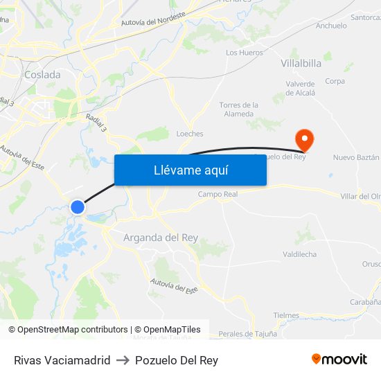 Rivas Vaciamadrid to Pozuelo Del Rey map