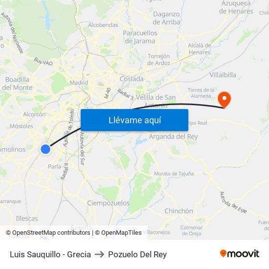 Luis Sauquillo - Grecia to Pozuelo Del Rey map