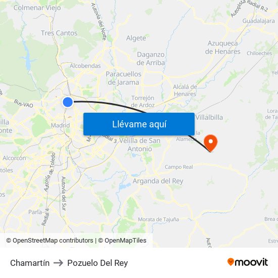 Chamartín to Pozuelo Del Rey map