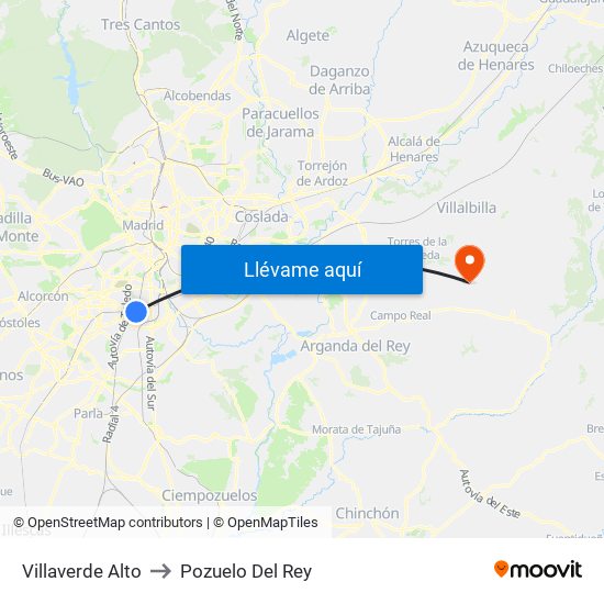 Villaverde Alto to Pozuelo Del Rey map