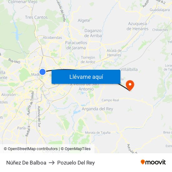 Núñez De Balboa to Pozuelo Del Rey map