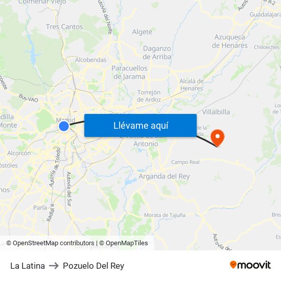 La Latina to Pozuelo Del Rey map