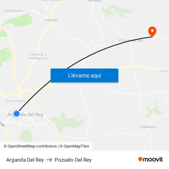 Arganda Del Rey to Pozuelo Del Rey map