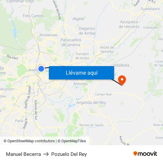 Manuel Becerra to Pozuelo Del Rey map
