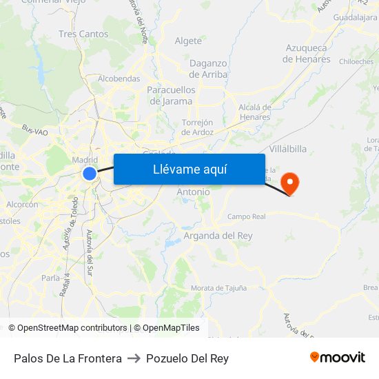 Palos De La Frontera to Pozuelo Del Rey map