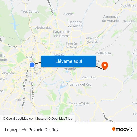 Legazpi to Pozuelo Del Rey map