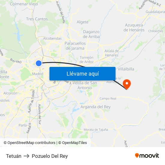 Tetuán to Pozuelo Del Rey map