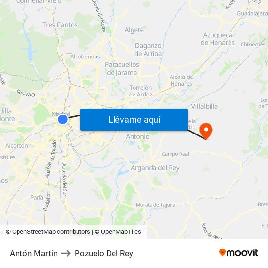Antón Martín to Pozuelo Del Rey map