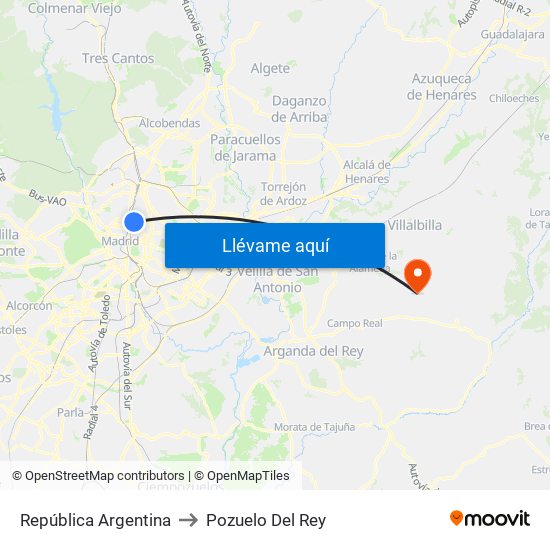 República Argentina to Pozuelo Del Rey map