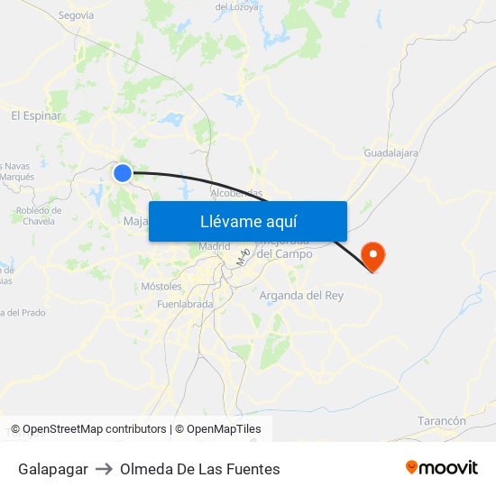 Galapagar to Olmeda De Las Fuentes map