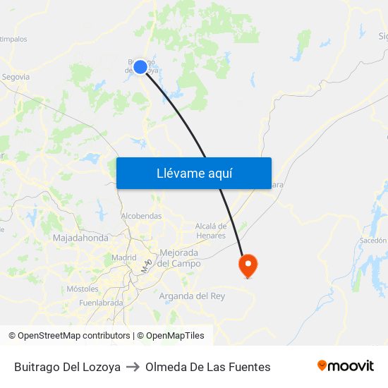 Buitrago Del Lozoya to Olmeda De Las Fuentes map