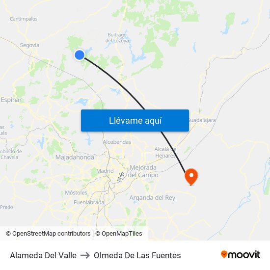 Alameda Del Valle to Olmeda De Las Fuentes map