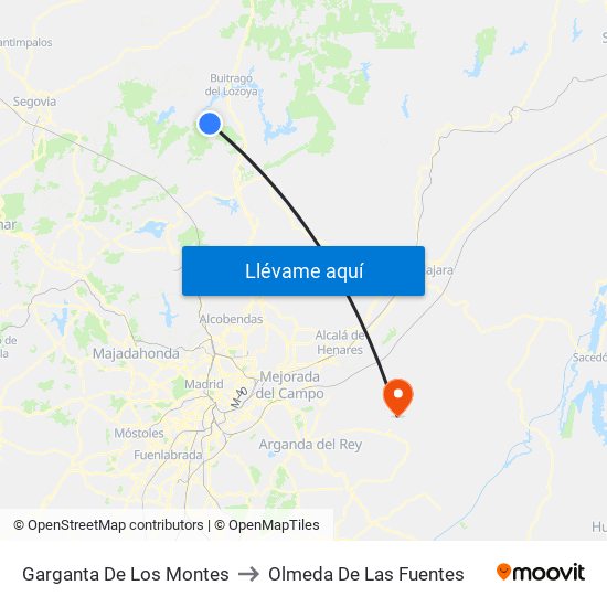 Garganta De Los Montes to Olmeda De Las Fuentes map