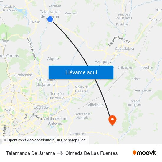Talamanca De Jarama to Olmeda De Las Fuentes map
