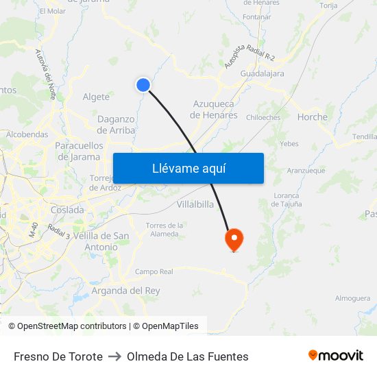 Fresno De Torote to Olmeda De Las Fuentes map