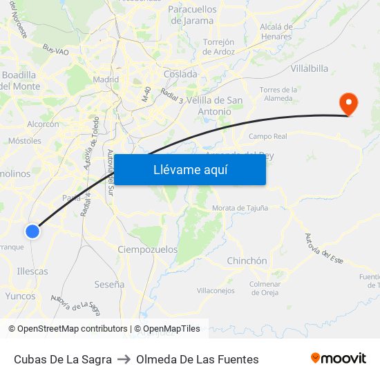 Cubas De La Sagra to Olmeda De Las Fuentes map