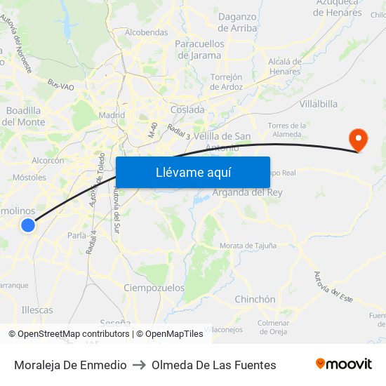 Moraleja De Enmedio to Olmeda De Las Fuentes map