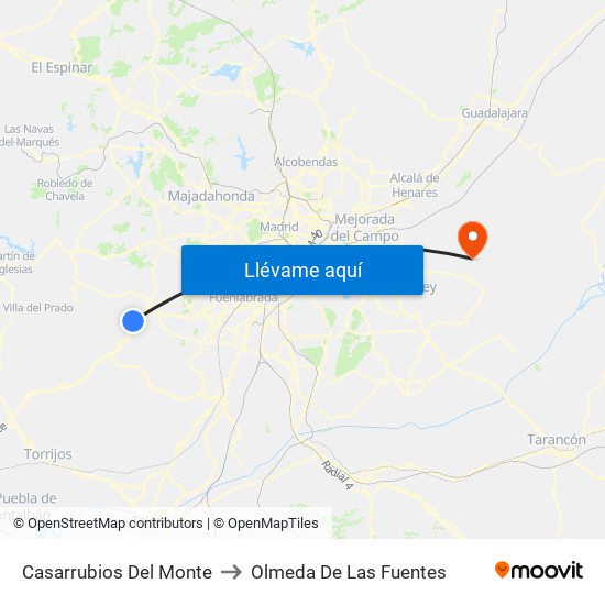 Casarrubios Del Monte to Olmeda De Las Fuentes map