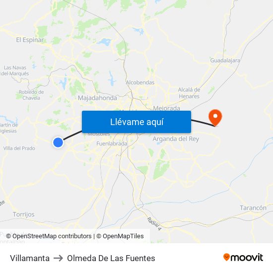 Villamanta to Olmeda De Las Fuentes map