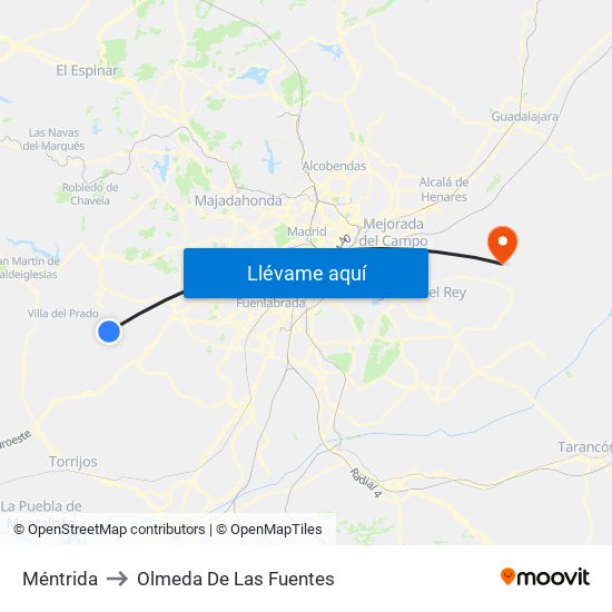 Méntrida to Olmeda De Las Fuentes map