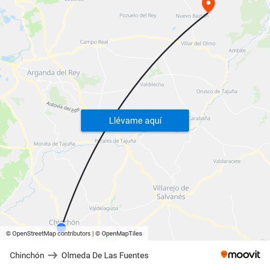 Chinchón to Olmeda De Las Fuentes map