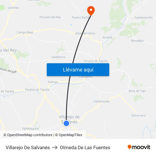 Villarejo De Salvanés to Olmeda De Las Fuentes map