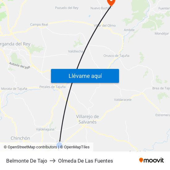 Belmonte De Tajo to Olmeda De Las Fuentes map