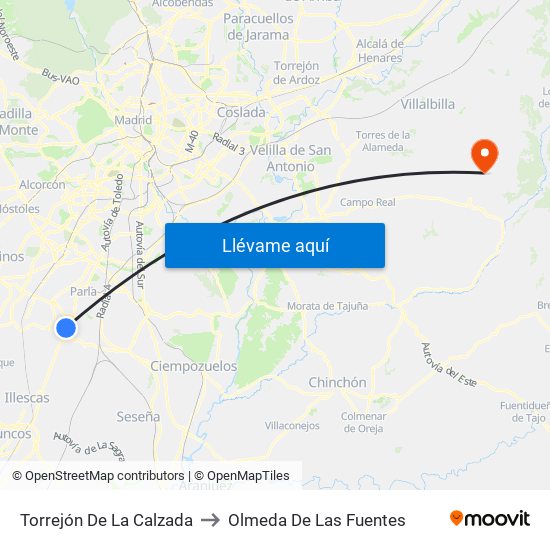 Torrejón De La Calzada to Olmeda De Las Fuentes map