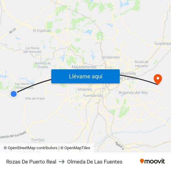 Rozas De Puerto Real to Olmeda De Las Fuentes map