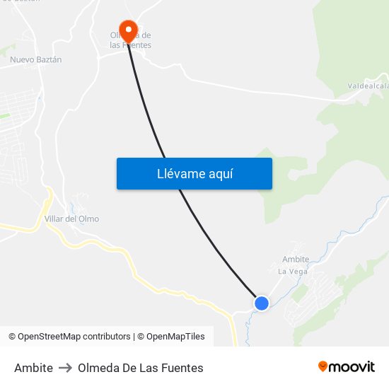 Ambite to Olmeda De Las Fuentes map