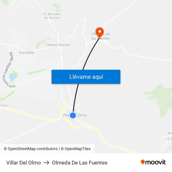 Villar Del Olmo to Olmeda De Las Fuentes map