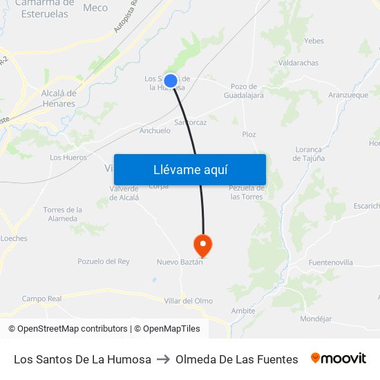 Los Santos De La Humosa to Olmeda De Las Fuentes map