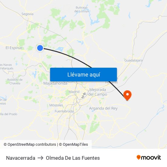Navacerrada to Olmeda De Las Fuentes map