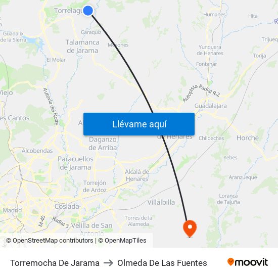 Torremocha De Jarama to Olmeda De Las Fuentes map