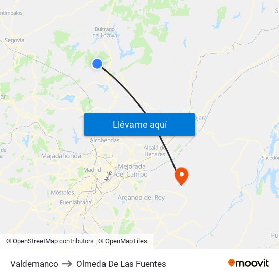 Valdemanco to Olmeda De Las Fuentes map