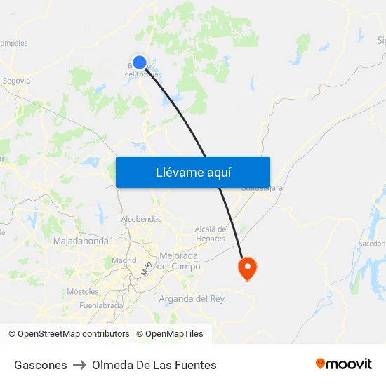Gascones to Olmeda De Las Fuentes map