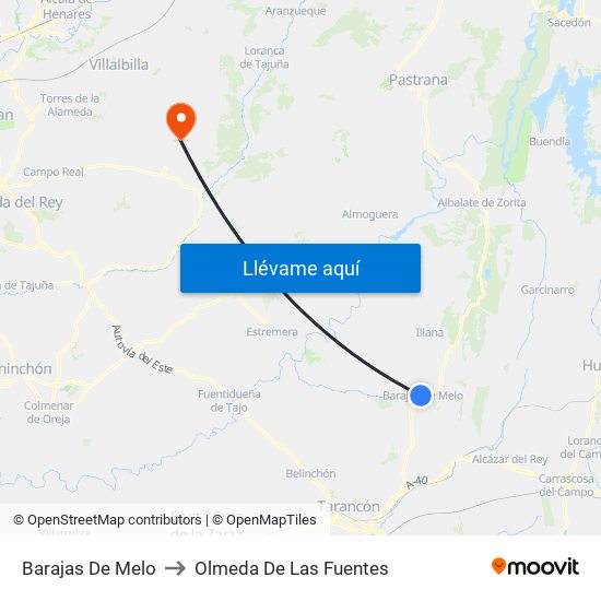 Barajas De Melo to Olmeda De Las Fuentes map
