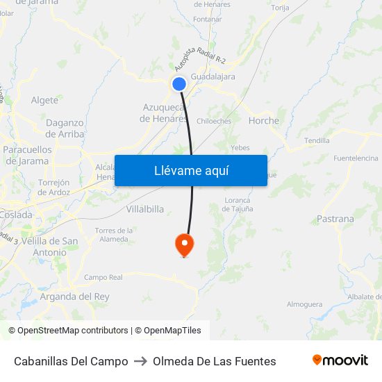 Cabanillas Del Campo to Olmeda De Las Fuentes map